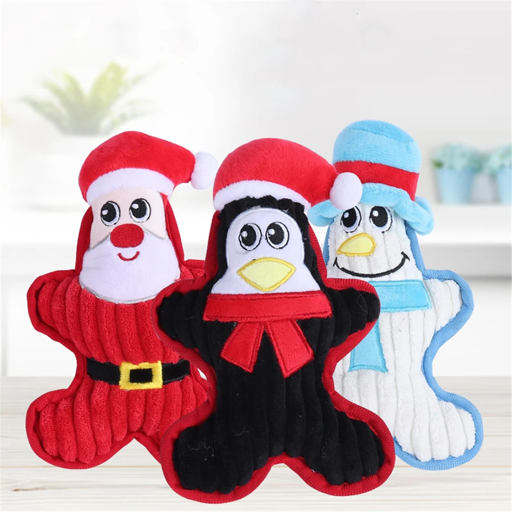 

Christmas Cat Dog Toys BB Called Santa Claus Penguin Snowman Pet Molars Teeth Doll Sounding Plush Pets Toy Puppy Chew Squeak Toy