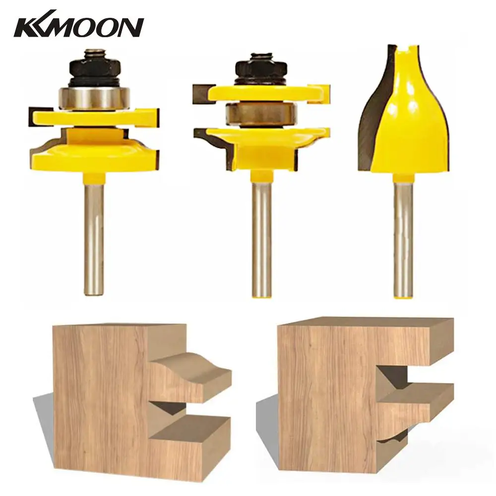 KKMOON 3 шт. набор фрез хвостовик 1/4 дюйма римские рельсы Ogee &amp стиль фрезы и резак по