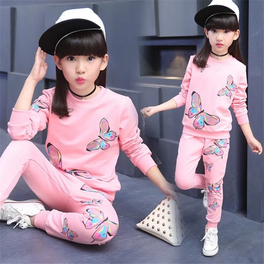 Girls Clothing Sets Autumn Winter Kids Long Sleeve Sweatshirts+Pants Suit Girl Outewear Children Clothes Set 5 7 8 9 10 12 Years | Мать и