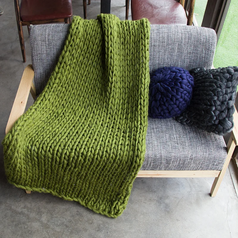 Microfine Blanket New Thick Line Woven Iceland Wool Knitted Cover Spring and Autumn Sofa Bedroom Pure Color | Дом и сад