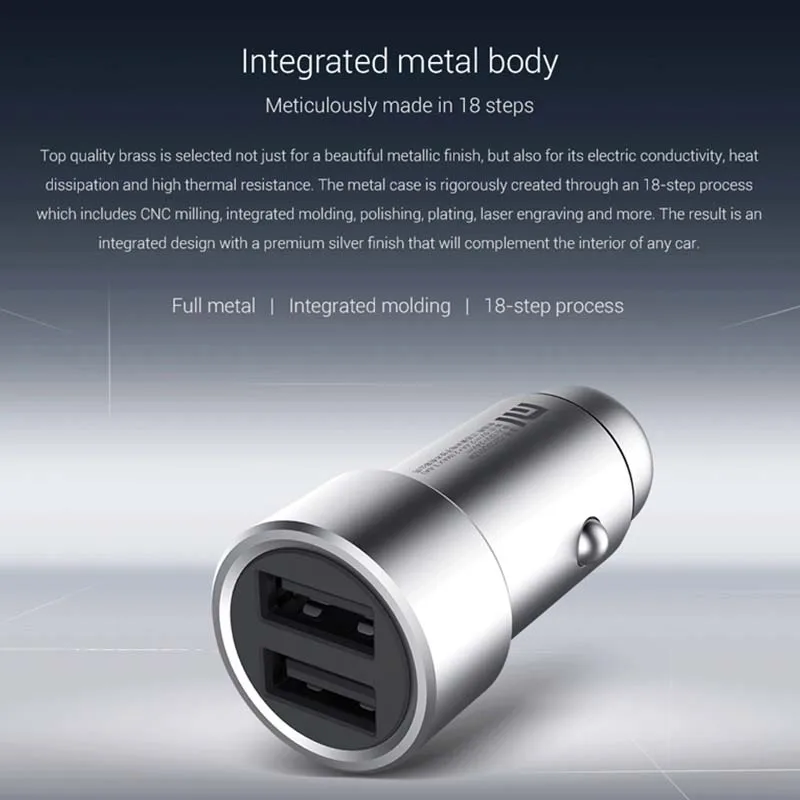Автомобильное зарядное устройство Xiaomi QC 3 0 быстрая зарядка 2 USB 5 В/3 А 9 В/2 для Android