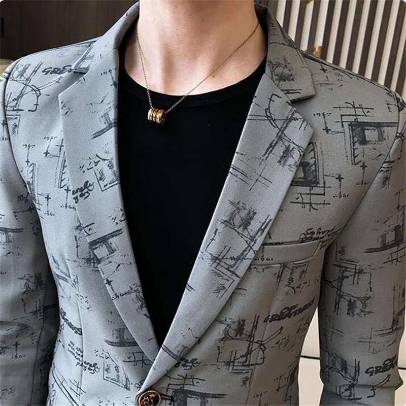 Мужской блейзер с геометрическим рисунком Terno Masculino, приталенный пиджак, Официальный пиджак для свадьбы, выпускного вечера, 3xl, весна 2021 от AliExpress RU&CIS NEW
