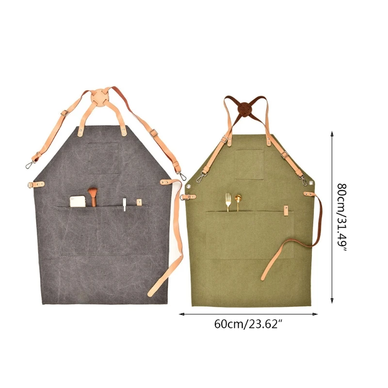 

Cafe Apron with Multi Pockets for artists Painting Kitchen Cooking K0AB