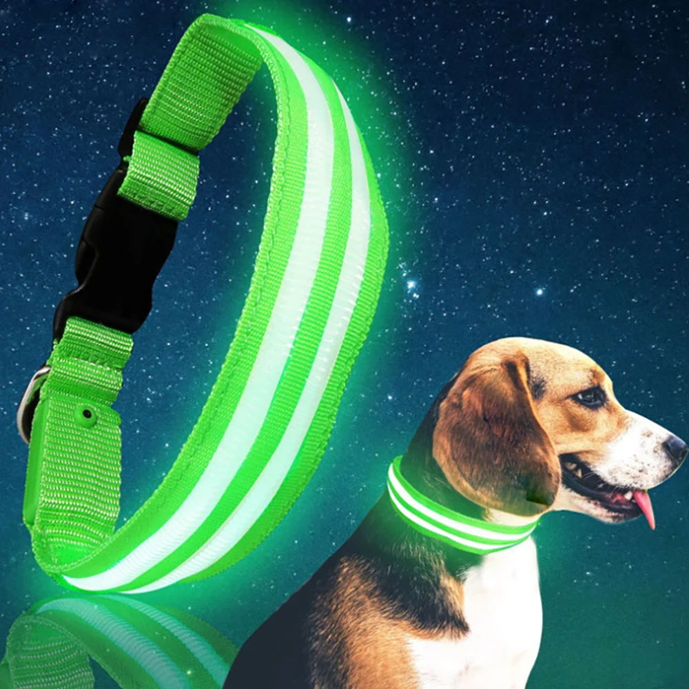 Светодиодный ошейник для домашних питомцев с USB-зарядкой флуоресцентный