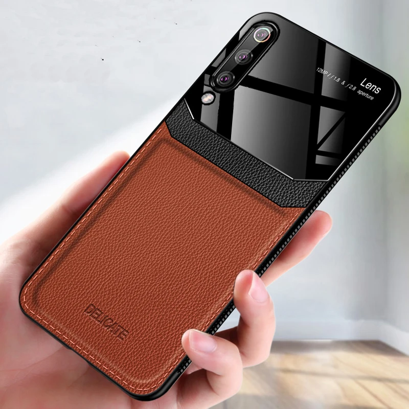 Gold I coque, чехол, чехол, для Xiaomi mi 9 mi 9 на кожаном mi ror glass Силиконовый противоударный телефон роскошные оригинальные мягкие милые чехлы - Цвет: Gold