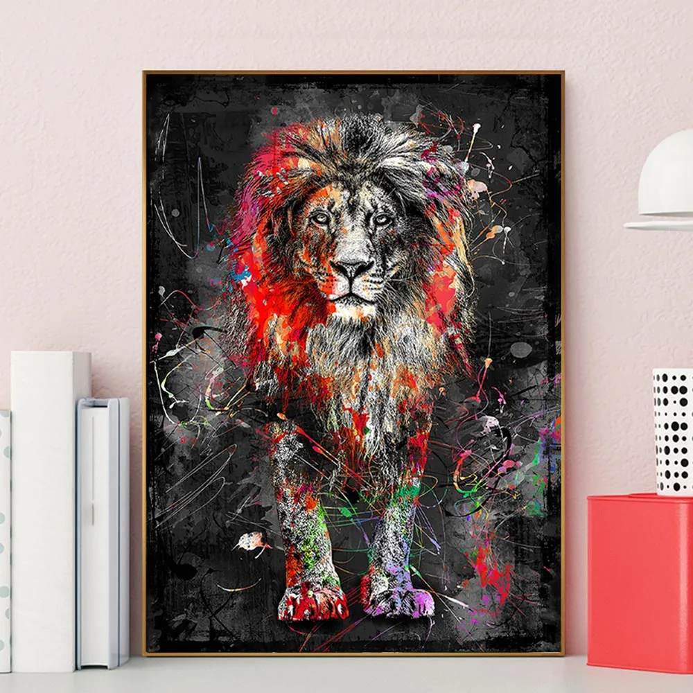 5D Diamond Painting Colorful Lion DIY Diamond Embroidery Animal Abstract Painting Diamond Mosaic Wall Art Picture Home Decor