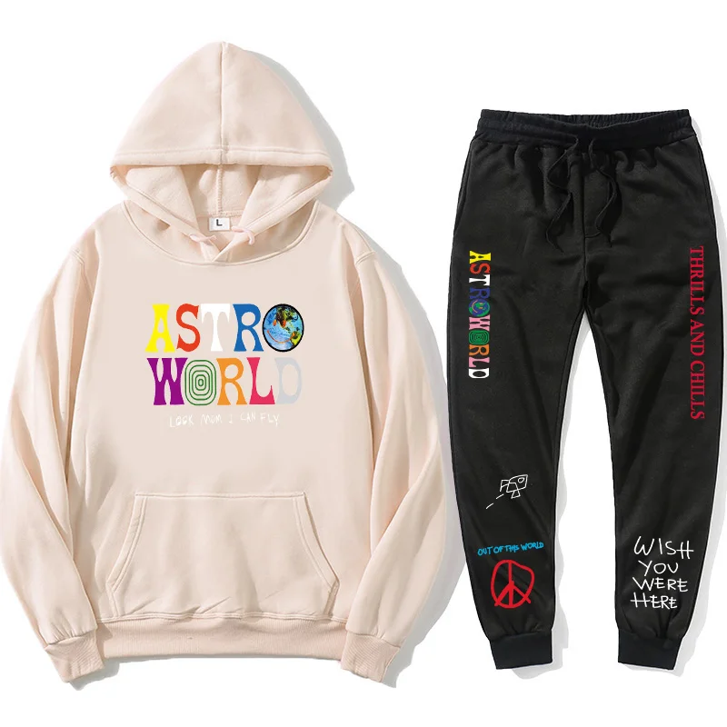 

Astroworld THRILLS AND CHILLS Hoodies Plus pants Autumn Streetwear Pullover Travis Scotts Young Men Women FashionHip Hop Printin
