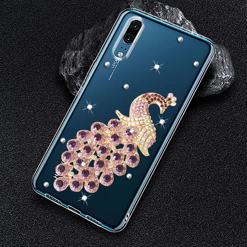 

Case For Sony Xperia 5 II 10 II 1 II L4 8 5 10 Plus 1 XZ4 Compact L3 XA2 Plus XZ3 XZ2 Luxury Peacock Rhinestone Silicone Cover