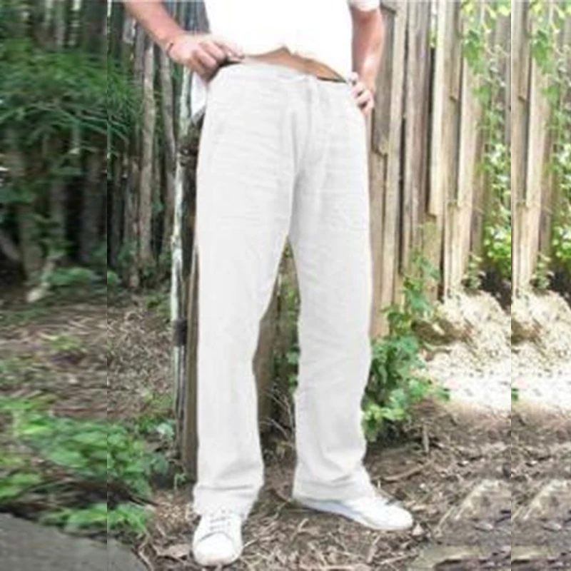 

Hot Sale Male Simple Drawstring Pants Gentle Man New Straight Pants Summer Loose Casual Trousers Men Clothing