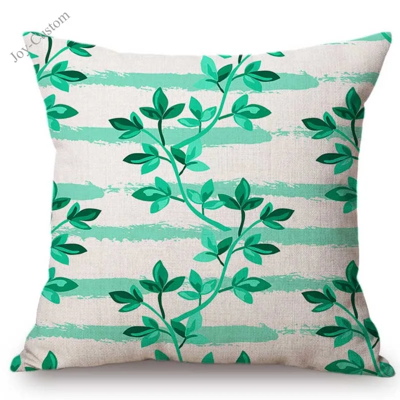 Green Pastoral Ivy Leaf Watercolor Office Decorative Chair Pillow Case Cotton Linen Outdoor Backyard Bench Swing Cushion Cover |