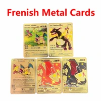 5pcsset pokemon cards frenish metal trade cards vmax v gx charizard golden holographic battle collection card kids gift