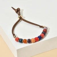 zmzy handmade glass crystal bracelets for women leather chain adjustable stone beads bracelets bangles wholesale