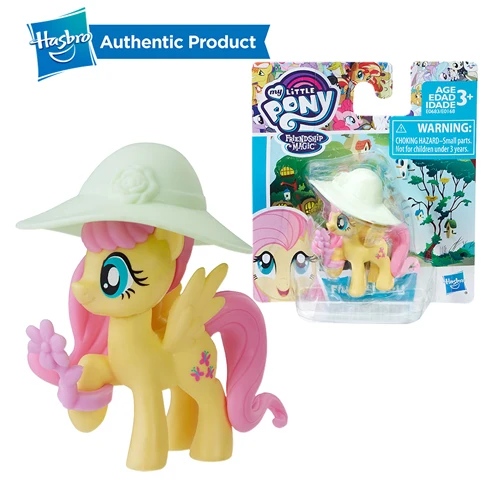 FLUTTERSHY2 FurReal Friends, My Little Pony с рисунком из мультфильма «Мой Маленький Пони» друзей 3-дюймовая пленка маленькие пони всех цветов радуги; платье Lunamoon редкость Сумерки ПВХ экшн статуэтки коллекционные куклы - Цвет: FLUTTERSHY2