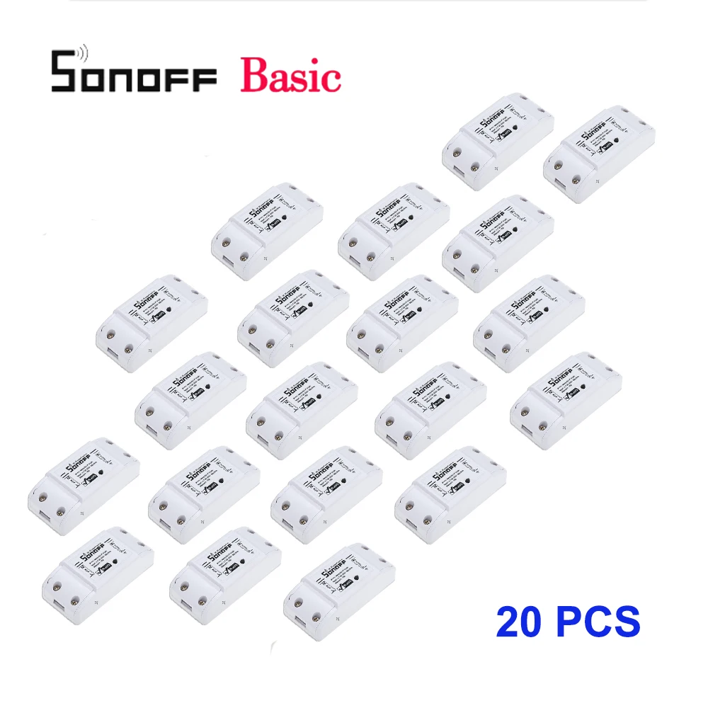 20 Pcs 2/3/4/5/6/20 штук SONOFF Basic переключатель Wi-Fi для Alexa Google Home таймер 10A/2200W Беспроводной пульт дистанционного управления смарт-Модуль Автоматизации - Комплект: 20 Pcs