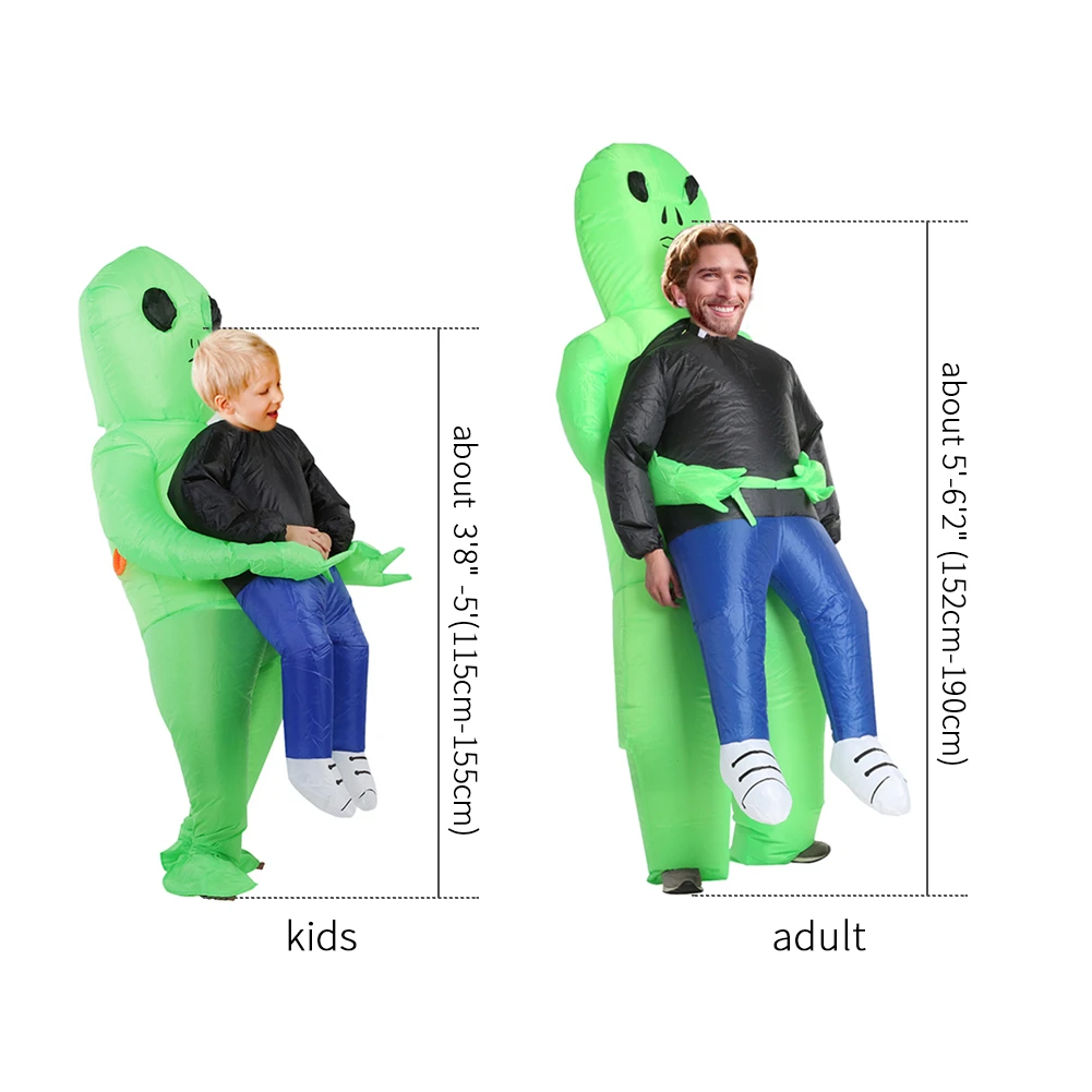 Надувной костюм монстра страшный зеленый инопланетный Динозавр талисман
