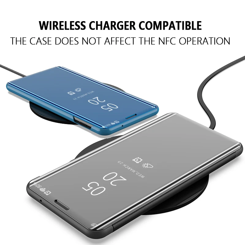 Умный прозрачный зеркальный кожаный чехол подставка Tiptop для телефона Samsung Galaxy