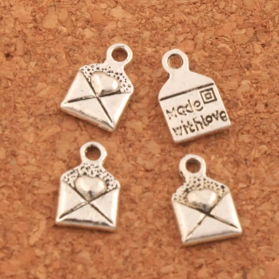 Heart Envelope Made With Love Charm Beads 10x6.4mm 600PCS Zinc Alloy Pendants Jewelry DIY L460