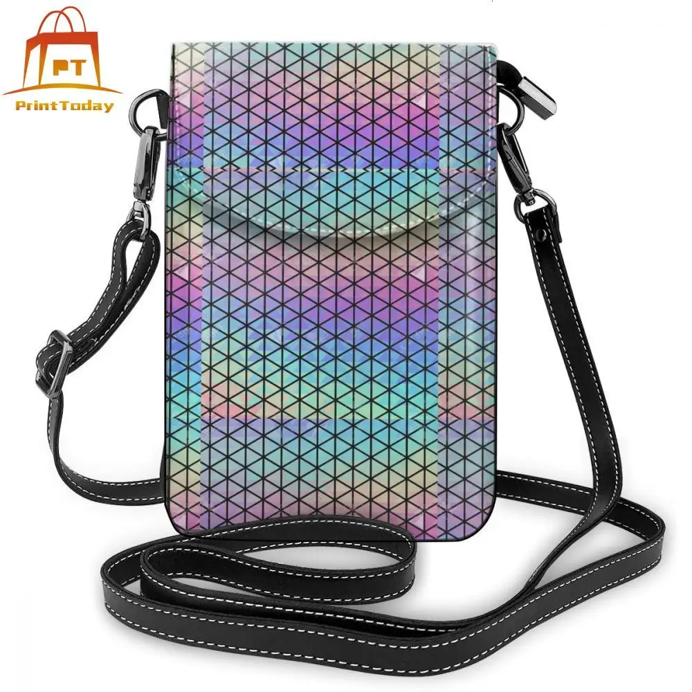 Геометрическая голографическая сумка на плечо кожаная Мини принт женские сумки