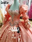 Винтажное розовое платье с болеро, цветочной аппликацией, 16 лет