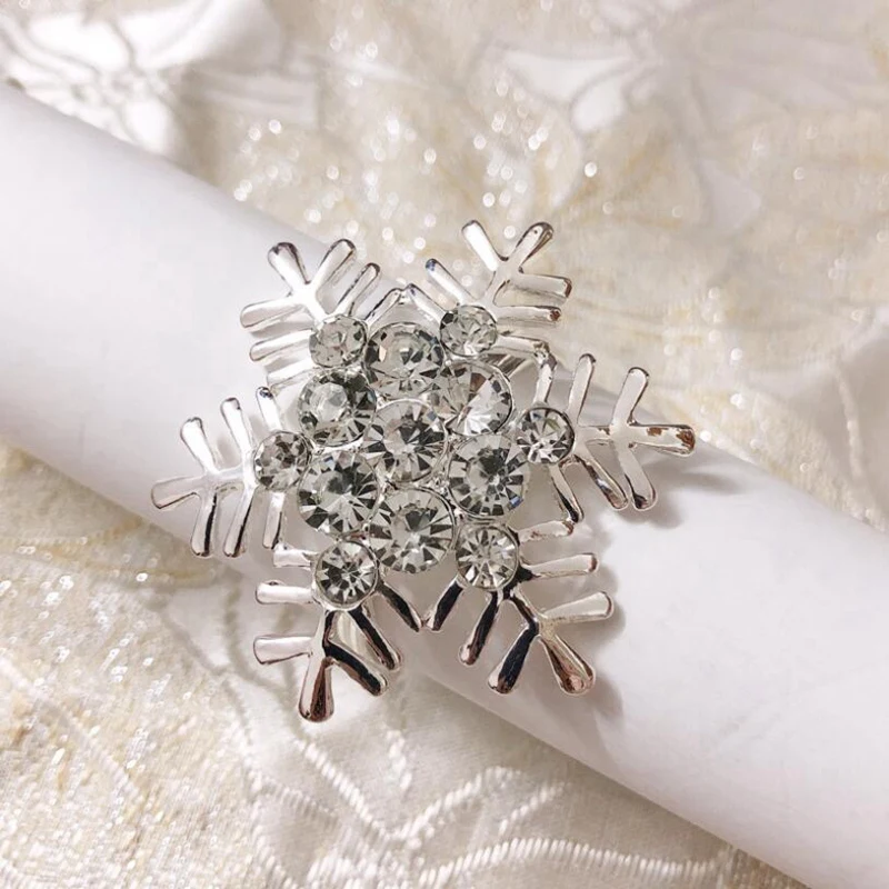 

12 Pack Napkin Rings Silver Snowflake Napkin Holder for Christmas Thanksgiving Wedding Family Gatherings Table Decor
