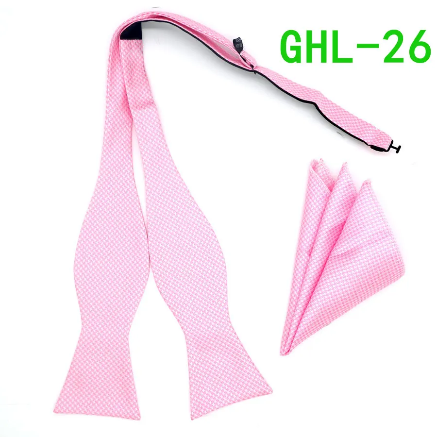 GHL 26 GHL17-36 полосатый шёлковый жаккардовый тканый Для мужчин бабочка самостоятельно регулируемый галстук-бабочка Карманный платок носовой платок костюм для свадебного торжества - Цвет: GHL 26