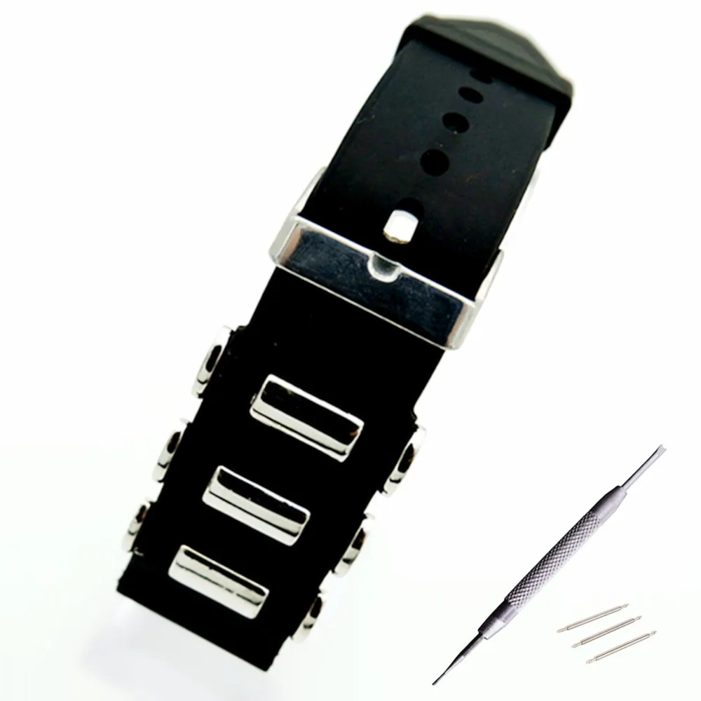 

22mm 24mm 26mm Rubber With Stainless Steel WatchBand Pin Buckle Waterproof Watchband Wrist Watch Band Strap Bracelet