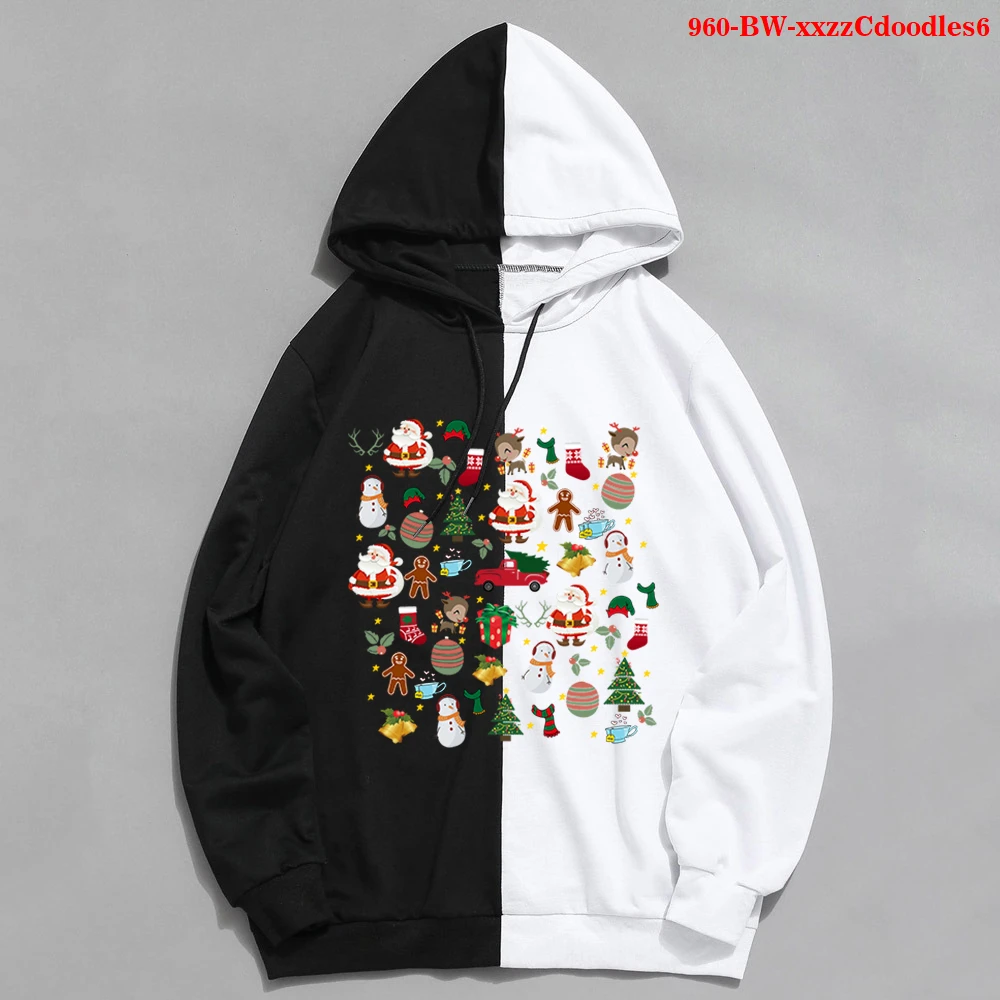 

Women Christmas Doodles Print Hoodies Harajuku Streetwear Christmas Printed Pullover Tops Ladies Winter Party Sweatshirt Moletom