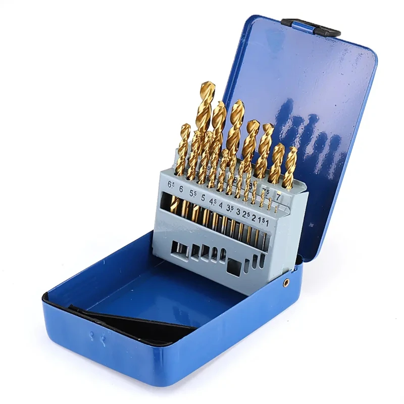 

M42 8% High Cobalt Industrial Grade Titanium Coated Twist HSS Drill Bit Set 19Pcs 1-10mm For 304 Stainless Steel Drilling