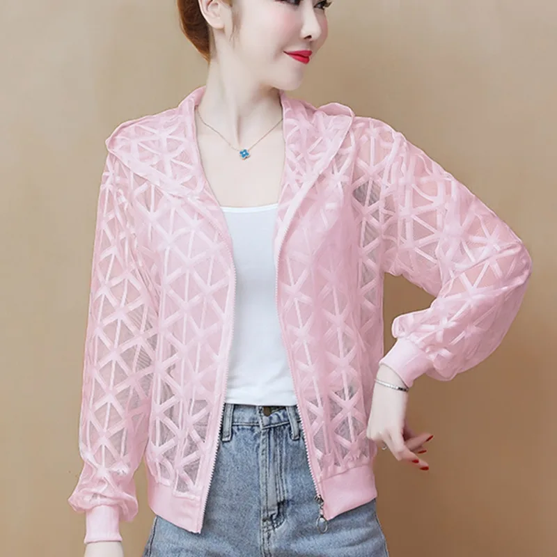 #5357 красная розовая белая сетчатая куртка женская повседневная короткая с