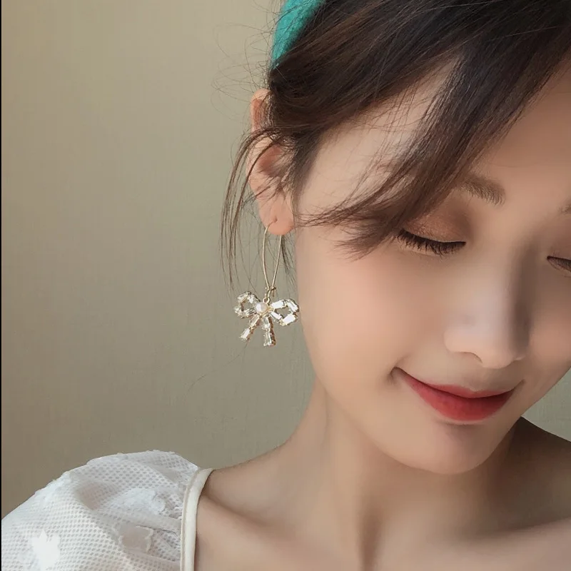 

Creative Fully Cubic Zircon Bowknot Indian Dangle Drop Earrings for Women