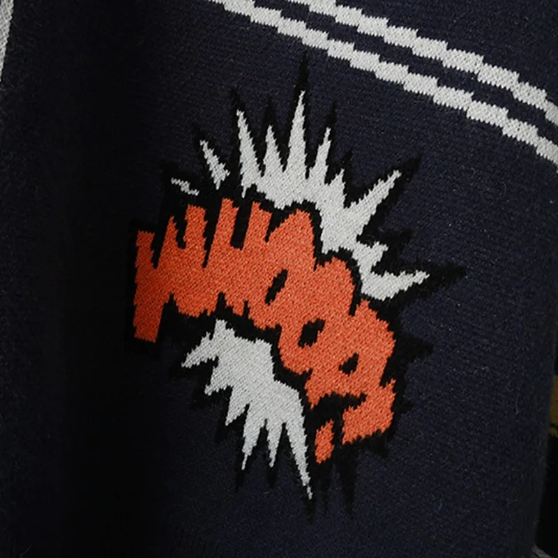 

Artsnie Disney Cartoon Cardigans Women Winter 2020 V Neck Lantern Sleeve Oversized Pull Femme Sweater Streetwear Black Cardigans