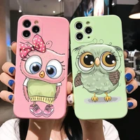 punqzy winter girl gift cute lovers owl phone case for iphone 13 12 pro max 11 pro 6 7 8 plus se 2020 x xs soft tpu shell cover