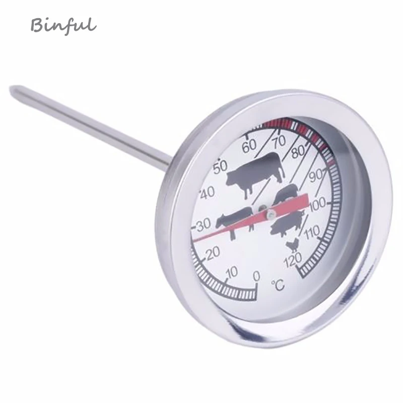

Probe stainless steel thermometer kitchen cooking outdoor barbecue temperature measuring instrument 0-120 degrees Celsius