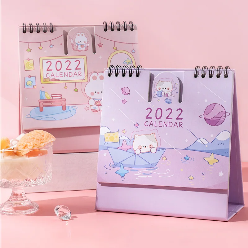 IMeetu 1 шт. 2022 Kawaii маленький настольный календарь милый мультяшный портативный стол