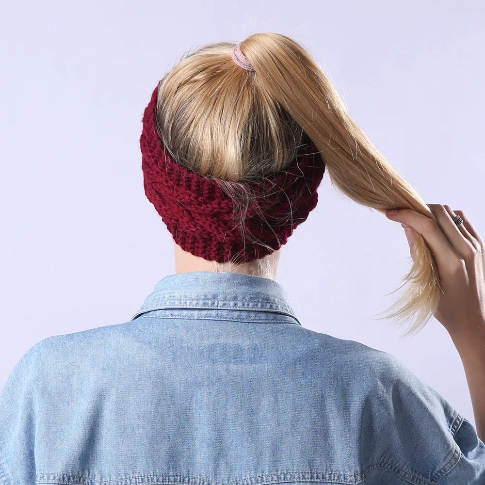 Повязка на голову женская зимняя вязаная широкая с бантом Дамский тюрбан