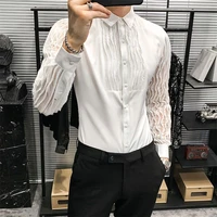 sexy tassels men shirt long sleeve lace party bar casual sprint autumn outdoor collared dance luxury blouses