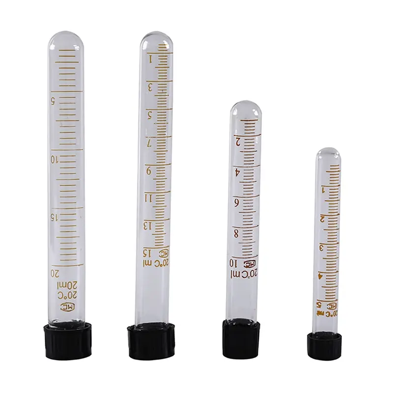 1 шт стеклянные Градуированные пробирки с черной винтовой крышкой 5 мл/10 мл/20 мл