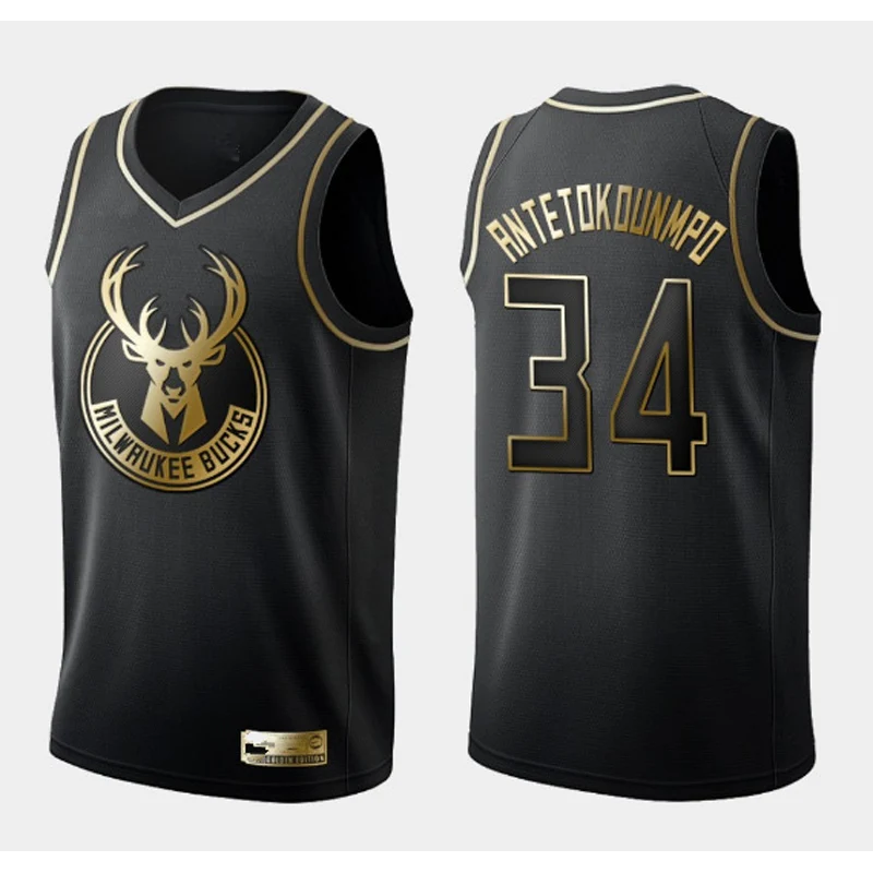 2021 г. золотой выпуск Джерси для баскетбола с вышивкой Джеймс 23 бакса 34 воинов 30