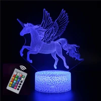 unicorn 3d lamp illusion childrens night light bedroom decoration lights gift for kids birthday holiday animal led nightlight