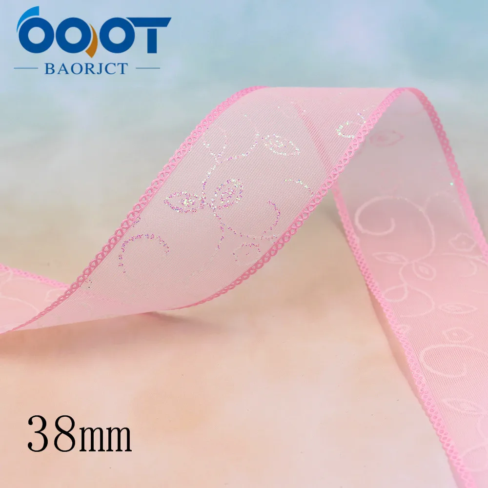 OOOT BAORJCT L-20325-188 38mm 5yards Colored bilateral flower transparent Shining yarn Wedding Accessories DIY handmade material | Дом и сад