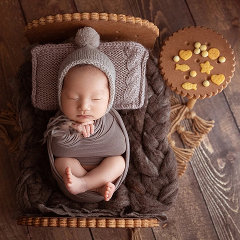 

Newborn Detachable Posing Mini Bed Baby Photo Shooting Handmade Wooden Cookie Crib Infant Photograph Props Accessories