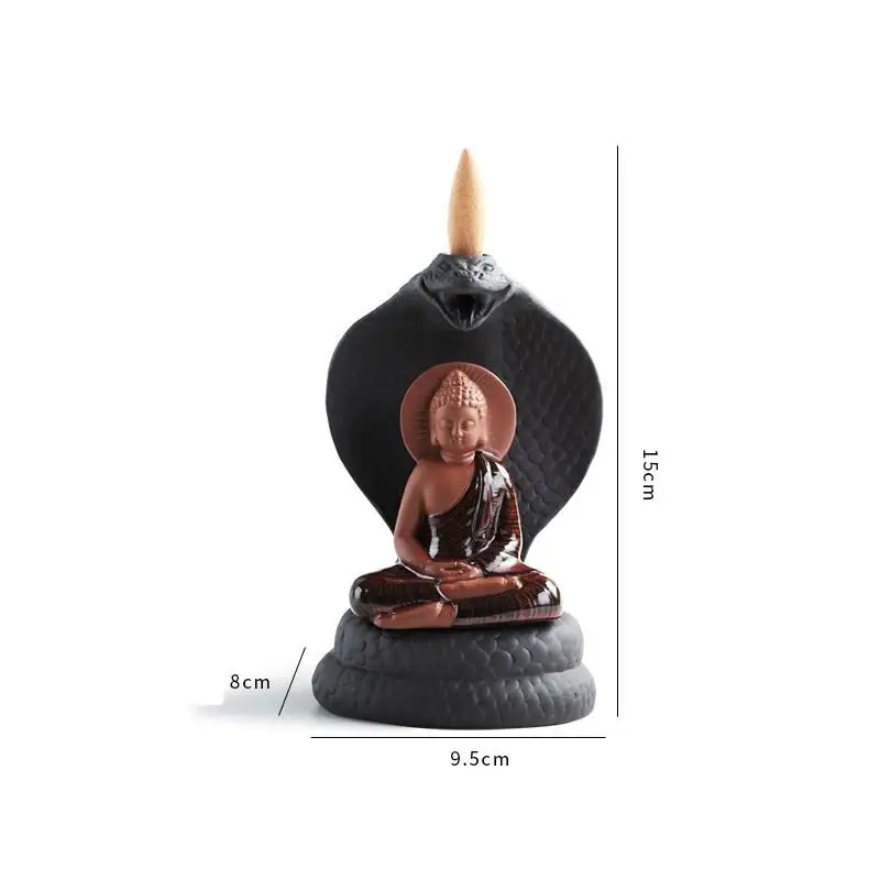 

Buddha Statue Backflow Incense Burner Smoke Waterfall Snake Head Incense Holder Mountain River Handicraft Aromatherapy Furnace