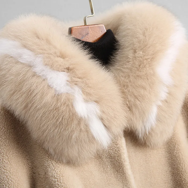Long Real Fur Jacket Fox Hooded Autumn Winter Coat Women 100% Wool Coats and Jackets Manteau Femme KQN18052-2 | Женская одежда