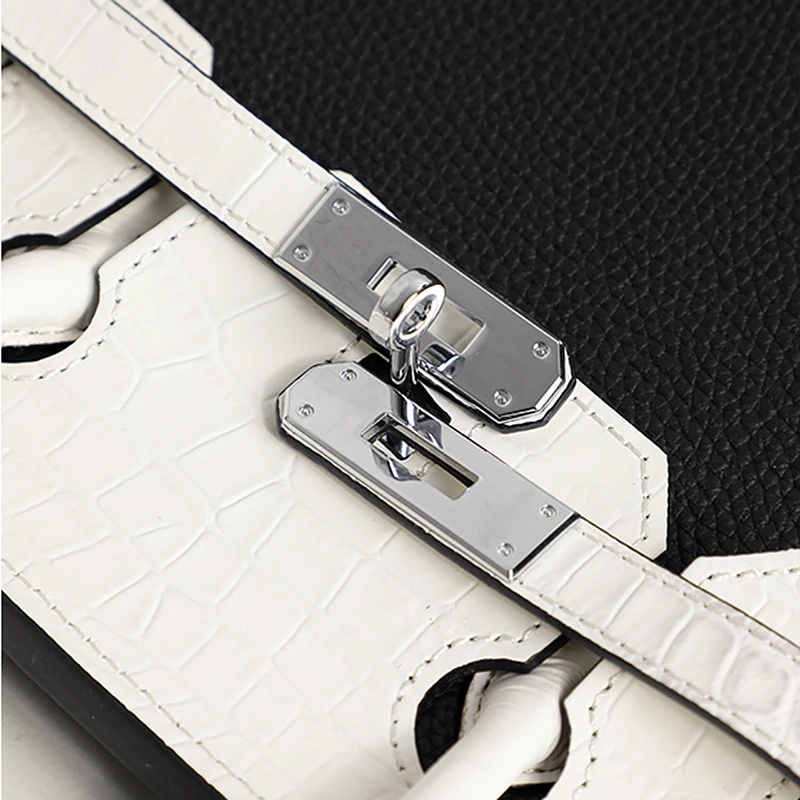 

Bags Women 100% Cow Leather Shell Luxury Lock Design Panelled 3 Models Cross Body Fashion Ladies High Quality Handbags