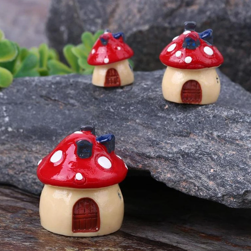 

3PCS Kids Toys Mushroom Landscape Office Decoration 3.5cm 2.5cm 2cm Artificial Coffee Tables Mini House Fairy Garden Craft