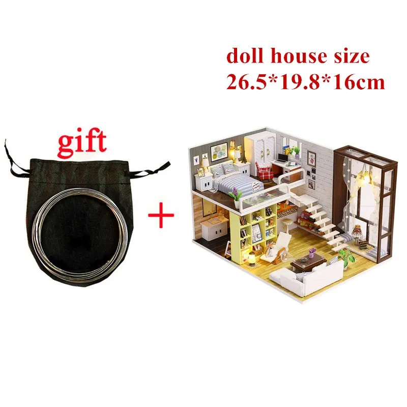 L doll house 3D Деревянный Кукольный дом Вилла мебель DIY Миниатюрная модель светодиодный светильник 3D Деревянный кукольный домик рождественские подарки игрушки для детей - Цвет: L doll house