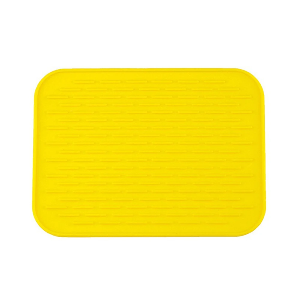 yellow Rectangle Silicone Table Placemat Heat Resistant Drying Saucepan Dinnerware Mat Pad Dishes Cup Coaster Kitchen Accessories - Цвет: yellow
