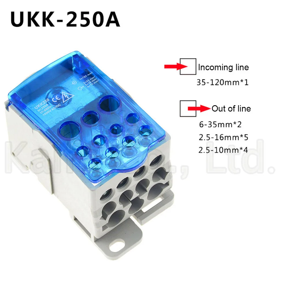 UKK250A UKK80A 125A 160A 250A 400A 500A клеммный блок 1 во многих из din-рейку распределительная коробка Универсальный электрический провод разъем - Цвет: UKK250A