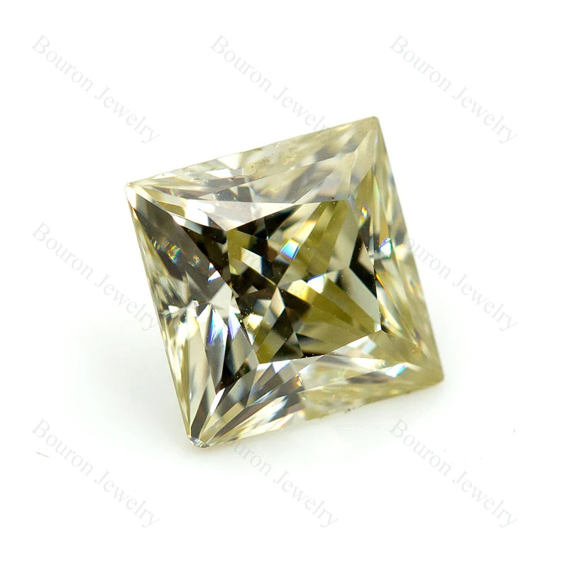 

GRA Certificted Pass 100% Real Moissanite Diamond Loose Gemstone Yellow Crushed Ice Princess Cut ODM OEM Order