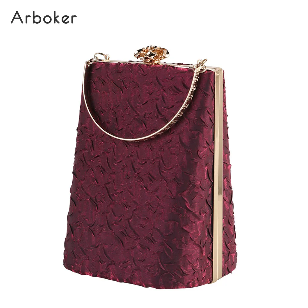 

Винтажная плиссированная вечерняя сумка, Женская винно-красная жесткая коробка для ужина, Женская Свадебная вечерняя сумка